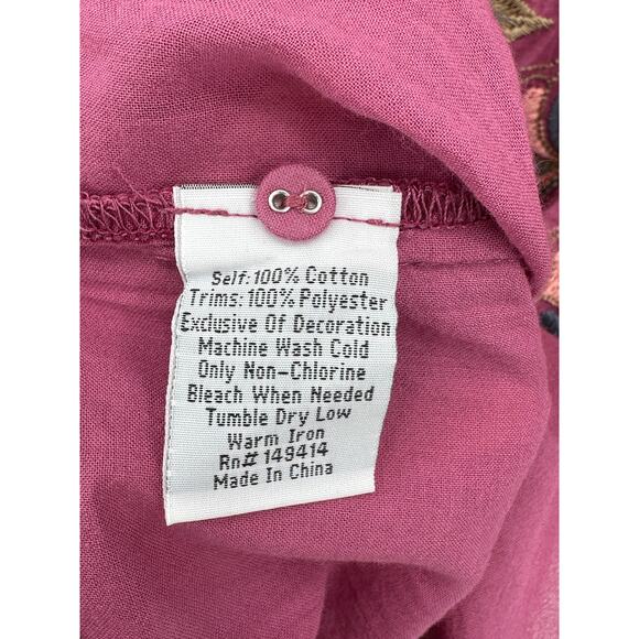 Johnny Was Biya Violet Irma Embroidered 3/4 Sleeve‎ Blouse Small B11423B6 New - Picture 9 of 10